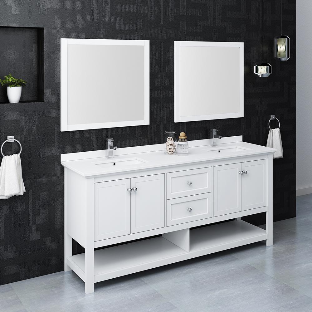Fresca Manchester 72" Traditional Double Sink Bathroom Vanity w/ Mirrors Vanity Fresca 