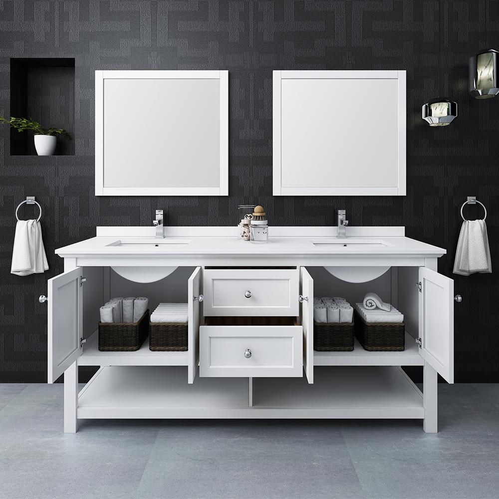 Fresca Manchester 72" Traditional Double Sink Bathroom Vanity w/ Mirrors Vanity Fresca 