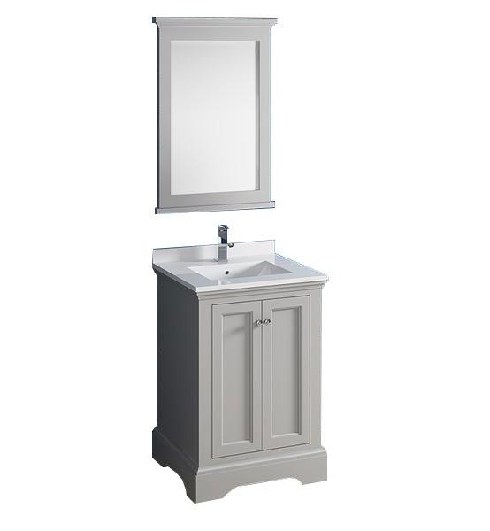 Fresca Windsor 24" Gray Textured Traditional Bathroom Vanity w/ Mirror Vanity Fresca 