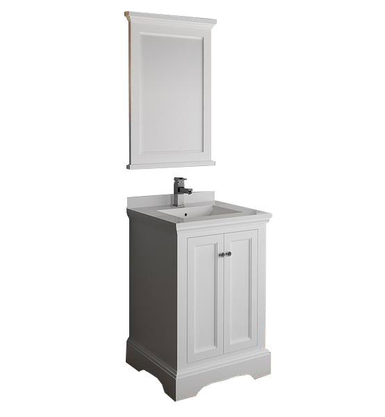 Fresca Windsor 24" Matte White Traditional Bathroom Vanity w/ Mirror Vanity Fresca 