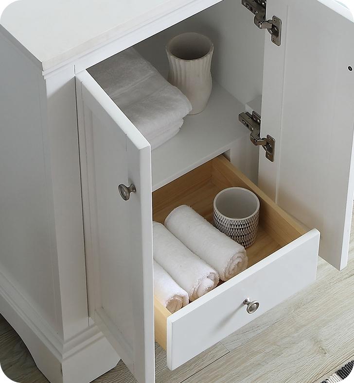 Fresca Windsor 24" Matte White Traditional Bathroom Vanity w/ Mirror Vanity Fresca 