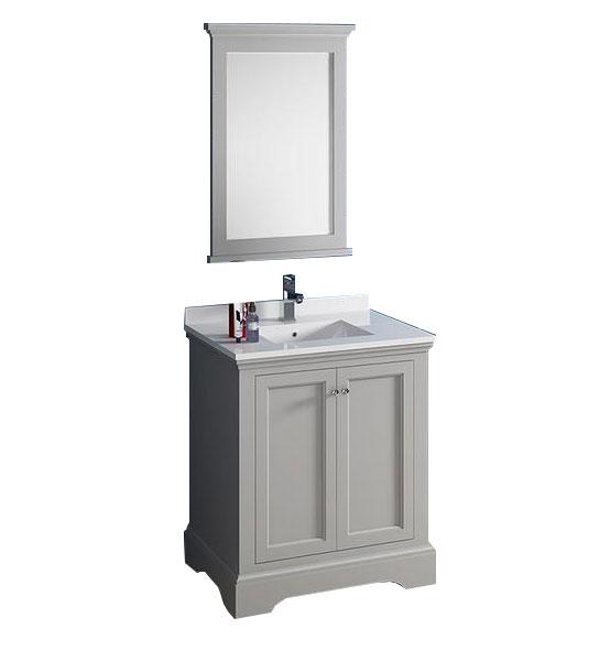 Fresca Windsor 30" Gray Textured Traditional Bathroom Vanity w/ Mirror Vanity Fresca 
