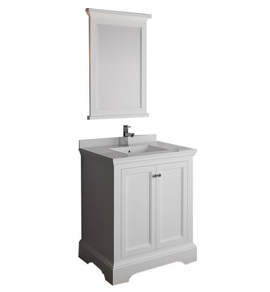 Fresca Windsor 30" Matte White Traditional Bathroom Vanity w/ Mirror Vanity Fresca 