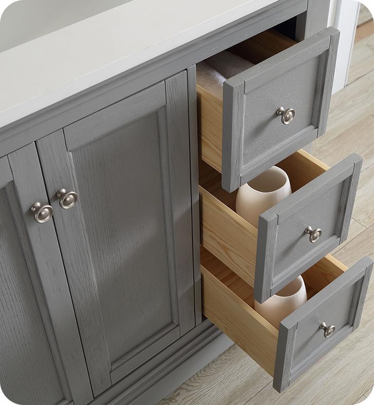 Fresca Windsor 36" Gray Textured Traditional Bathroom Vanity w/ Mirror Vanity Fresca 