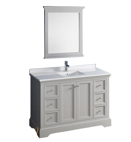 Fresca Windsor 48" Gray Textured Traditional Bathroom Vanity w/ Mirror Vanity Fresca 