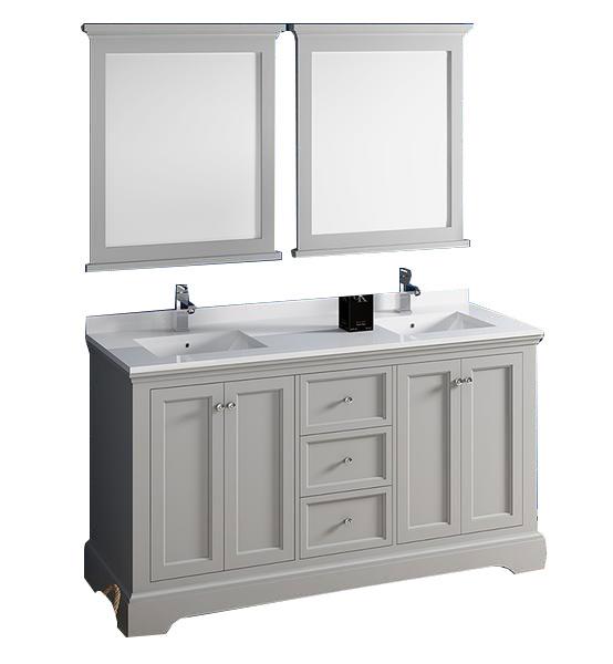 Fresca Windsor 60" Gray Textured Traditional Double Sink Bathroom Vanity Vanity Fresca 