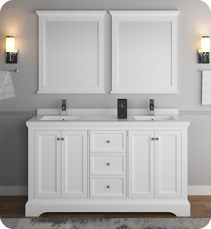 Fresca Windsor 60" Matte White Traditional Double Sink Bathroom Vanity Vanity Fresca 