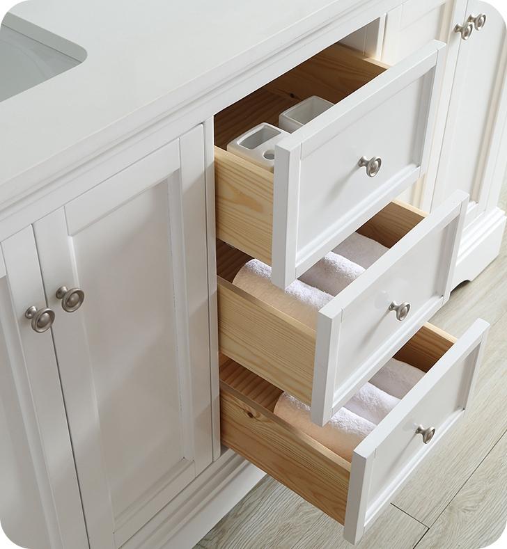 Fresca Windsor 60" Matte White Traditional Double Sink Bathroom Vanity Vanity Fresca 