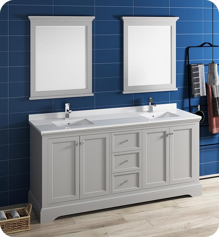 Fresca Windsor 72" Gray Textured Traditional Double Sink Bathroom Vanity Vanity Fresca 