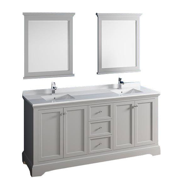 Fresca Windsor 72" Gray Textured Traditional Double Sink Bathroom Vanity Vanity Fresca 