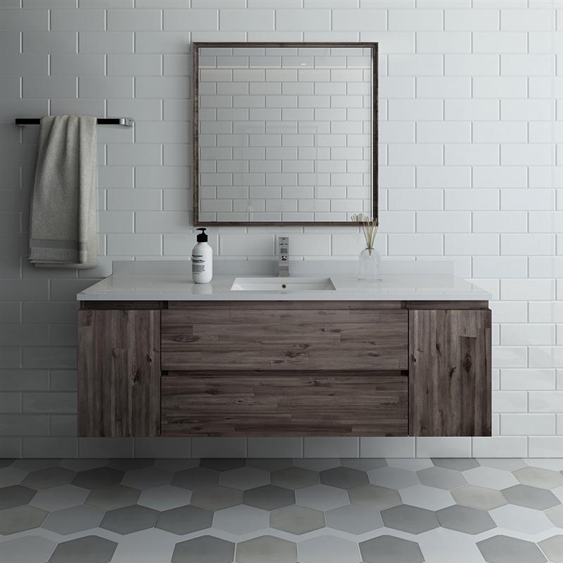 Fresca Formosa 60" Wall Hung Single Sink Modern Bathroom Vanity w/ Mirror Vanity Fresca 