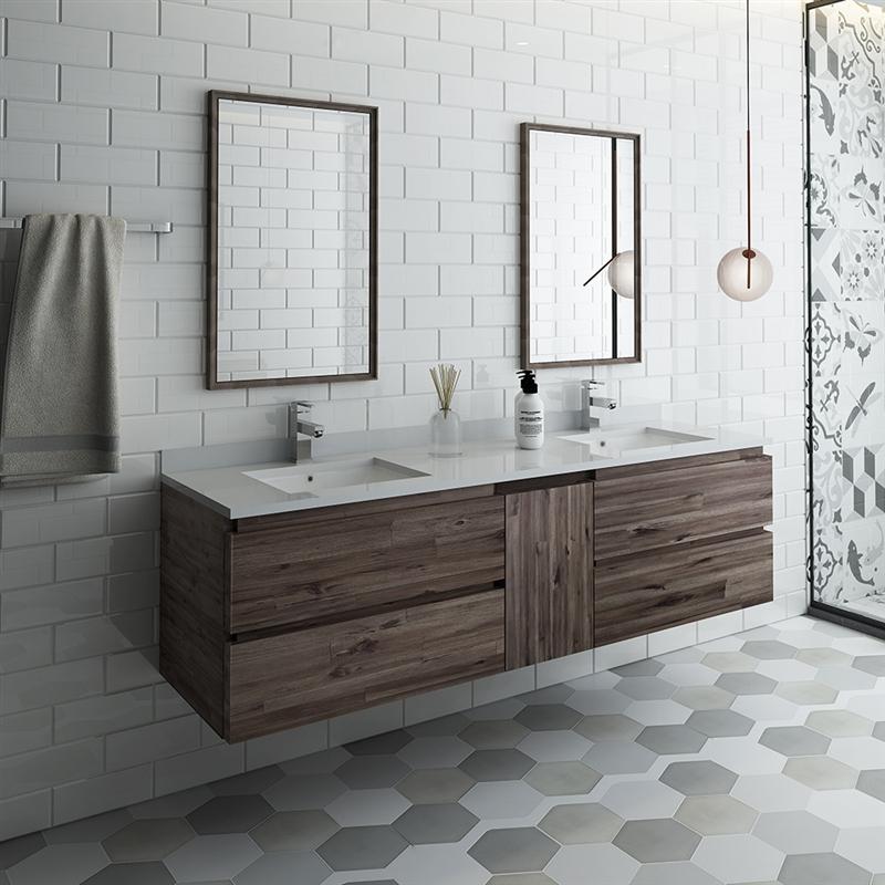 Fresca Formosa 60" Wall Hung Double Sink Modern Bathroom Vanity w/ Mirrors Vanity Fresca 