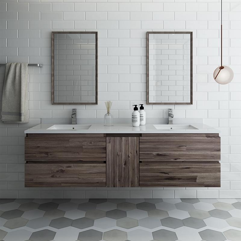 Fresca Formosa 60" Wall Hung Double Sink Modern Bathroom Vanity w/ Mirrors Vanity Fresca 