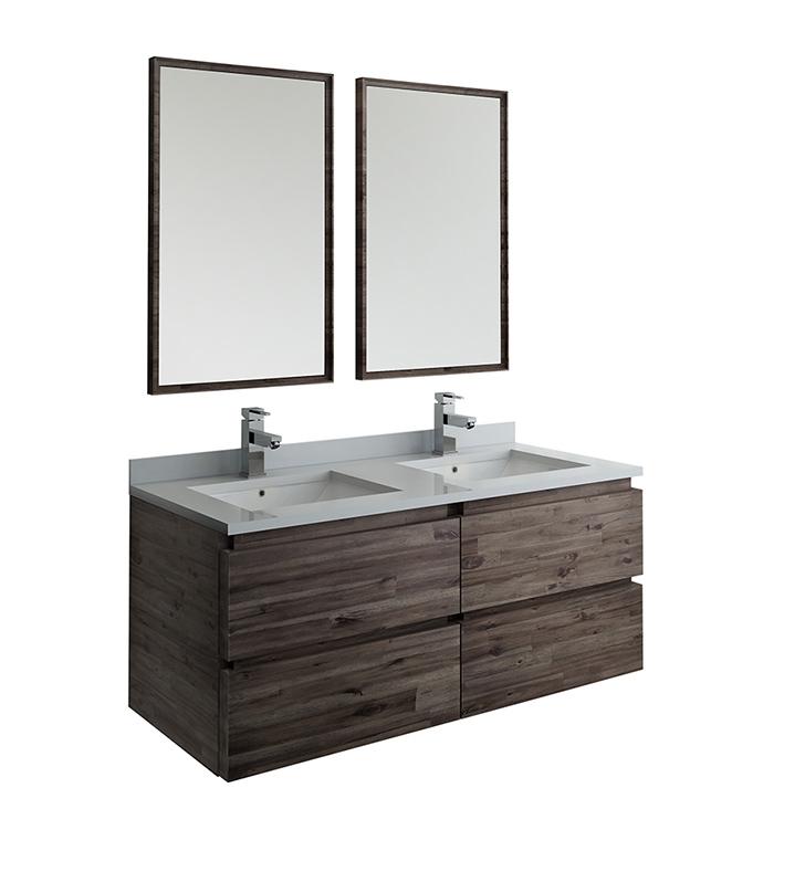 Fresca Formosa 48" Wall Hung Double Sink Modern Bathroom Vanity w/ Mirrors Vanity Fresca 