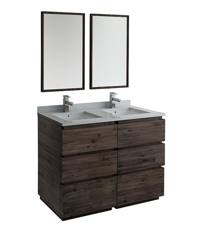 Fresca Formosa 48" Floor Standing Double Sink Modern Bathroom Vanity w/ Mirrors Vanity Fresca 