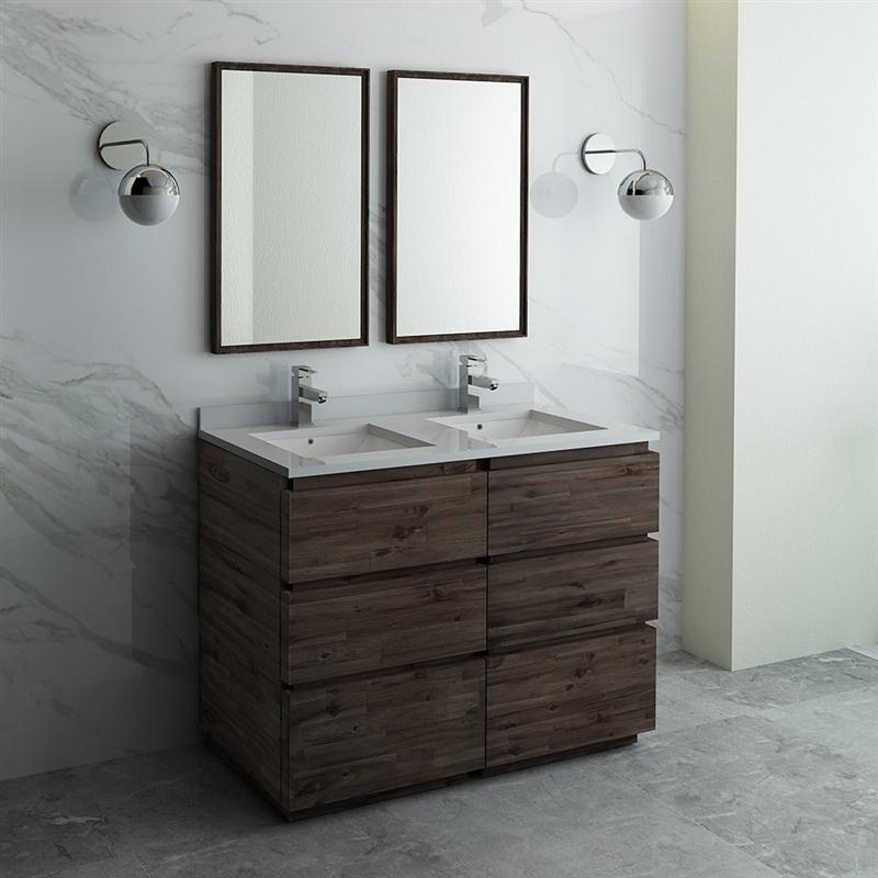 Fresca Formosa 48" Floor Standing Double Sink Modern Bathroom Vanity w/ Mirrors Vanity Fresca 