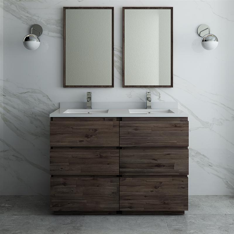 Fresca Formosa 48" Floor Standing Double Sink Modern Bathroom Vanity w/ Mirrors Vanity Fresca 