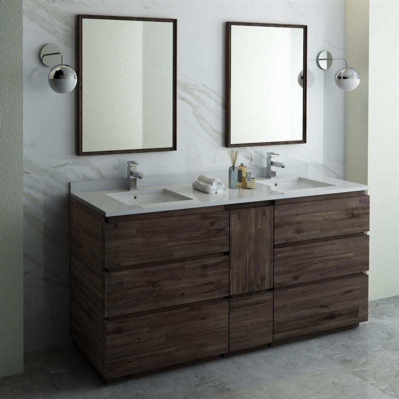 Fresca Formosa 72" Floor Standing Double Sink Modern Bathroom Vanity w/ Mirrors Vanity Fresca 