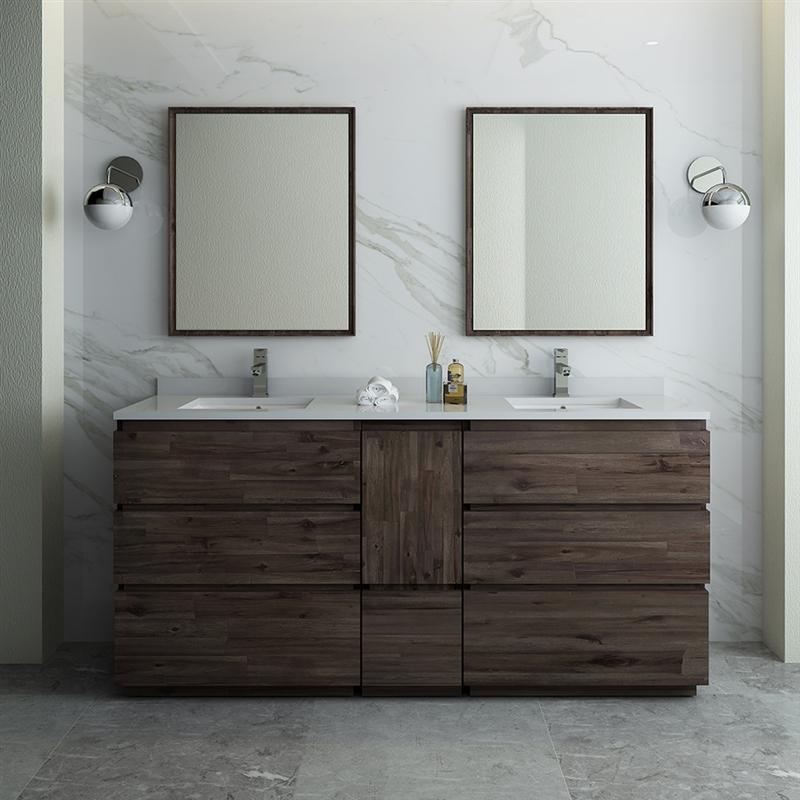 Fresca Formosa 72" Floor Standing Double Sink Modern Bathroom Vanity w/ Mirrors Vanity Fresca 
