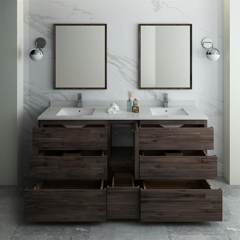 Fresca Formosa 72" Floor Standing Double Sink Modern Bathroom Vanity w/ Mirrors Vanity Fresca 