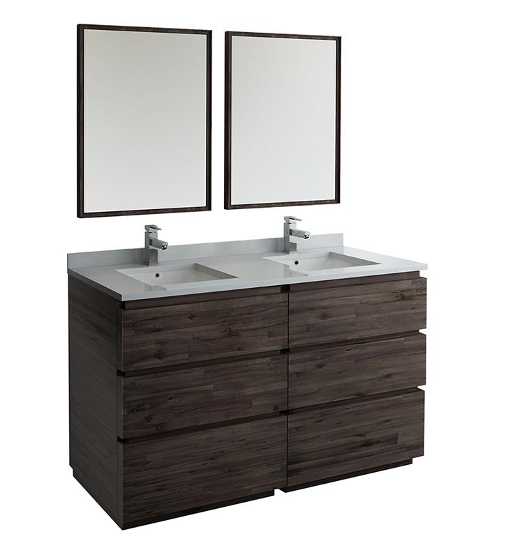 Fresca Formosa 60" Floor Standing Double Sink Modern Bathroom Vanity w/ Mirrors Vanity Fresca 
