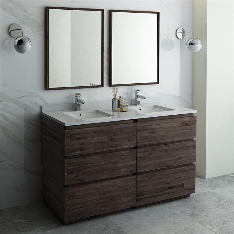 Fresca Formosa 60" Floor Standing Double Sink Modern Bathroom Vanity w/ Mirrors Vanity Fresca 