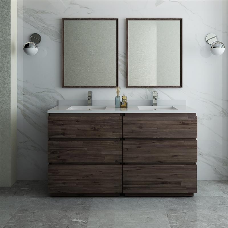 Fresca Formosa 60" Floor Standing Double Sink Modern Bathroom Vanity w/ Mirrors Vanity Fresca 