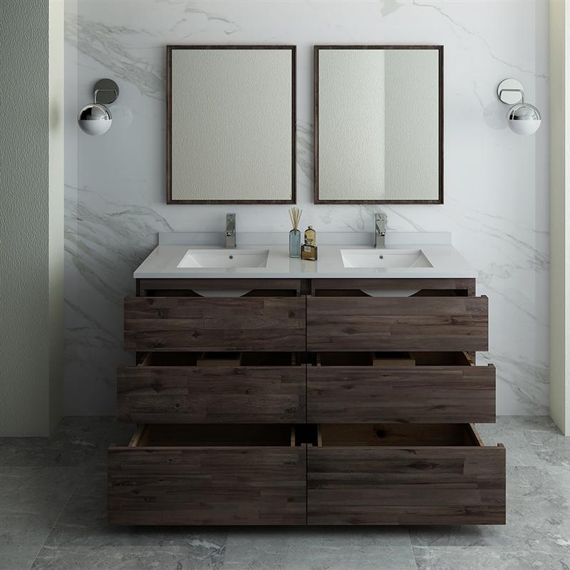Fresca Formosa 60" Floor Standing Double Sink Modern Bathroom Vanity w/ Mirrors Vanity Fresca 