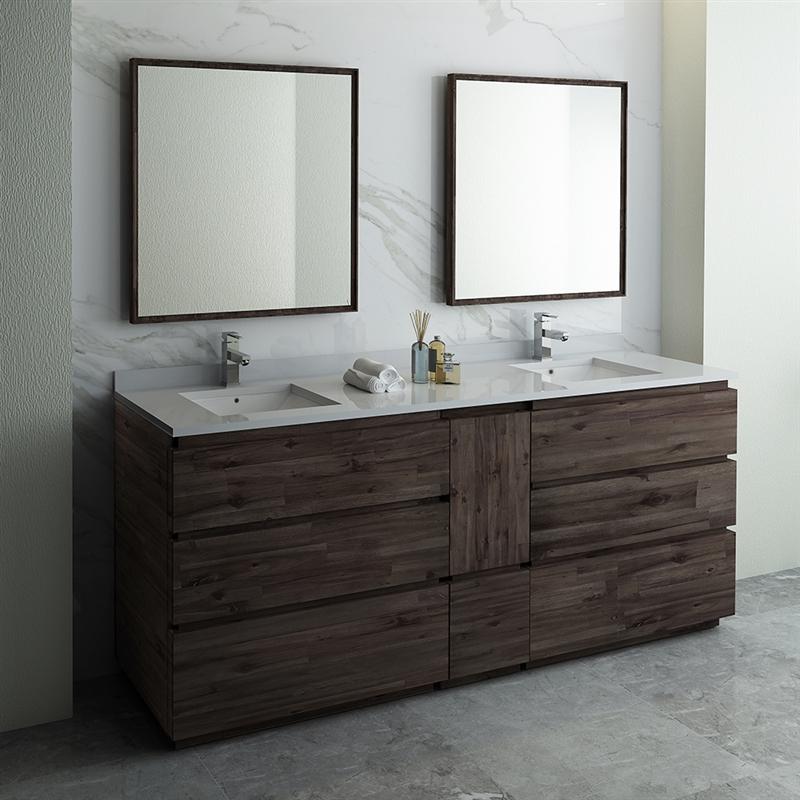 Fresca Formosa 84" Floor Standing Double Sink Modern Bathroom Vanity w/ Mirrors Vanity Fresca 