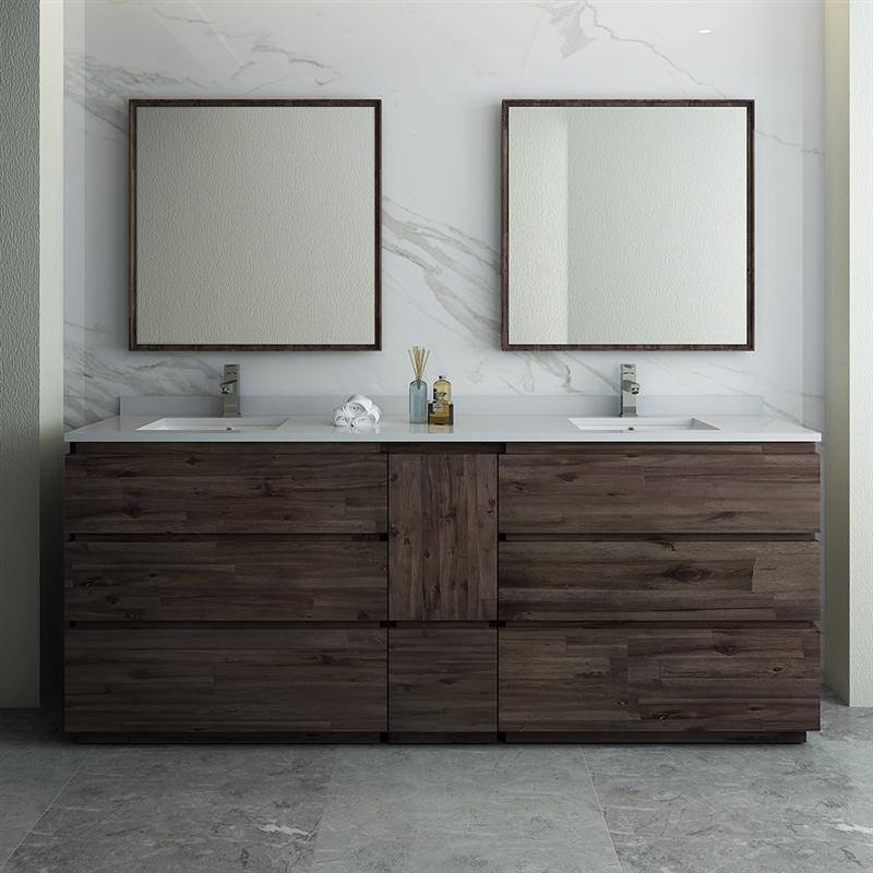 Fresca Formosa 84" Floor Standing Double Sink Modern Bathroom Vanity w/ Mirrors Vanity Fresca 