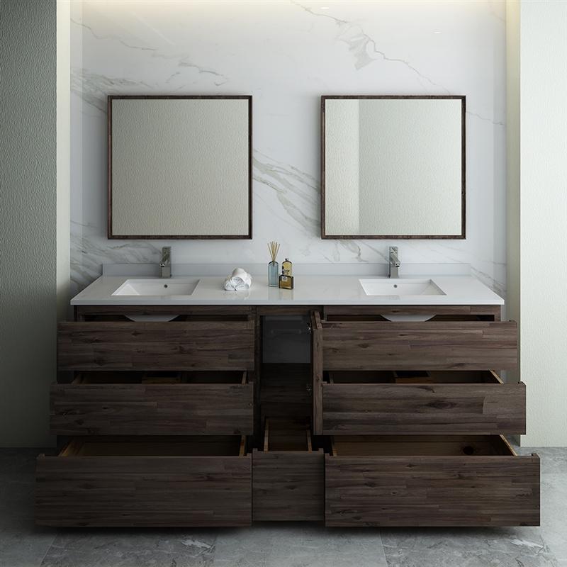 Fresca Formosa 84" Floor Standing Double Sink Modern Bathroom Vanity w/ Mirrors Vanity Fresca 