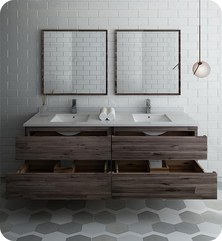 Fresca Formosa 72" Wall Hung Double Sink Modern Bathroom Vanity w/ Mirrors Vanity Fresca 