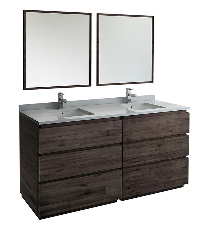 Fresca Formosa 72" Floor Standing Double Sink Modern Bathroom Vanity w/ Mirrors Vanity Fresca 
