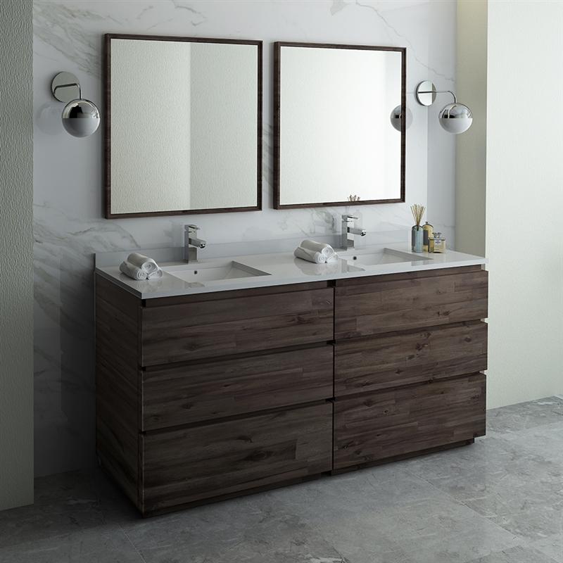 Fresca Formosa 72" Floor Standing Double Sink Modern Bathroom Vanity w/ Mirrors Vanity Fresca 