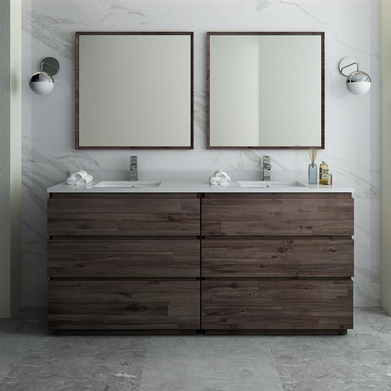 Fresca Formosa 72" Floor Standing Double Sink Modern Bathroom Vanity w/ Mirrors Vanity Fresca 