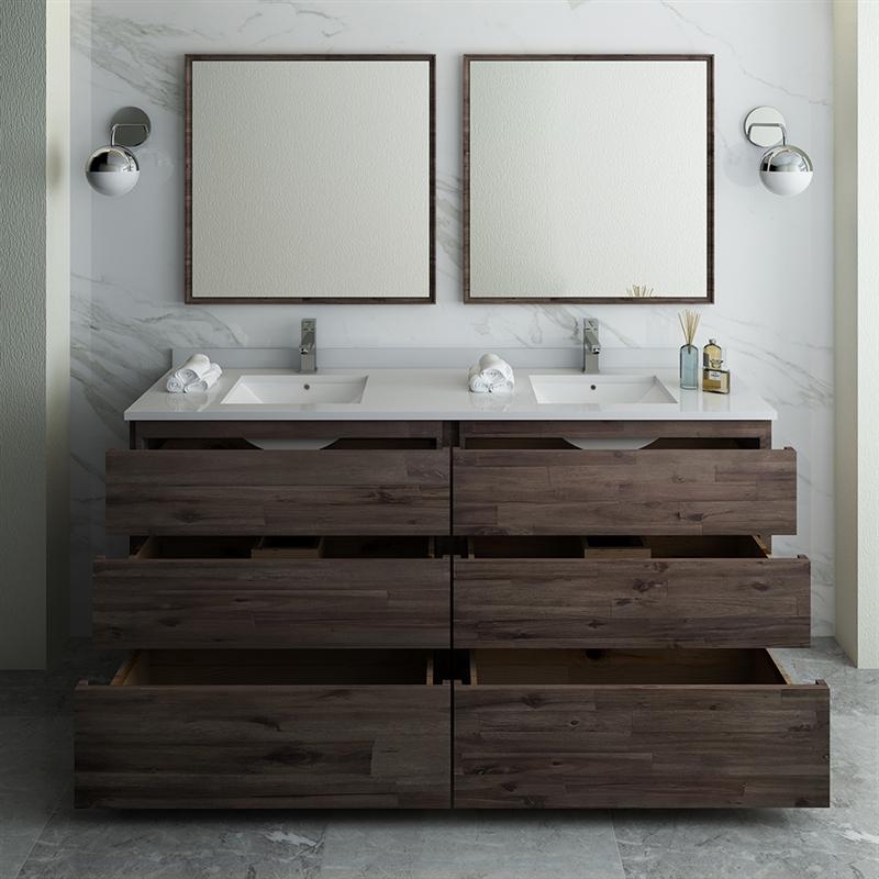 Fresca Formosa 72" Floor Standing Double Sink Modern Bathroom Vanity w/ Mirrors Vanity Fresca 