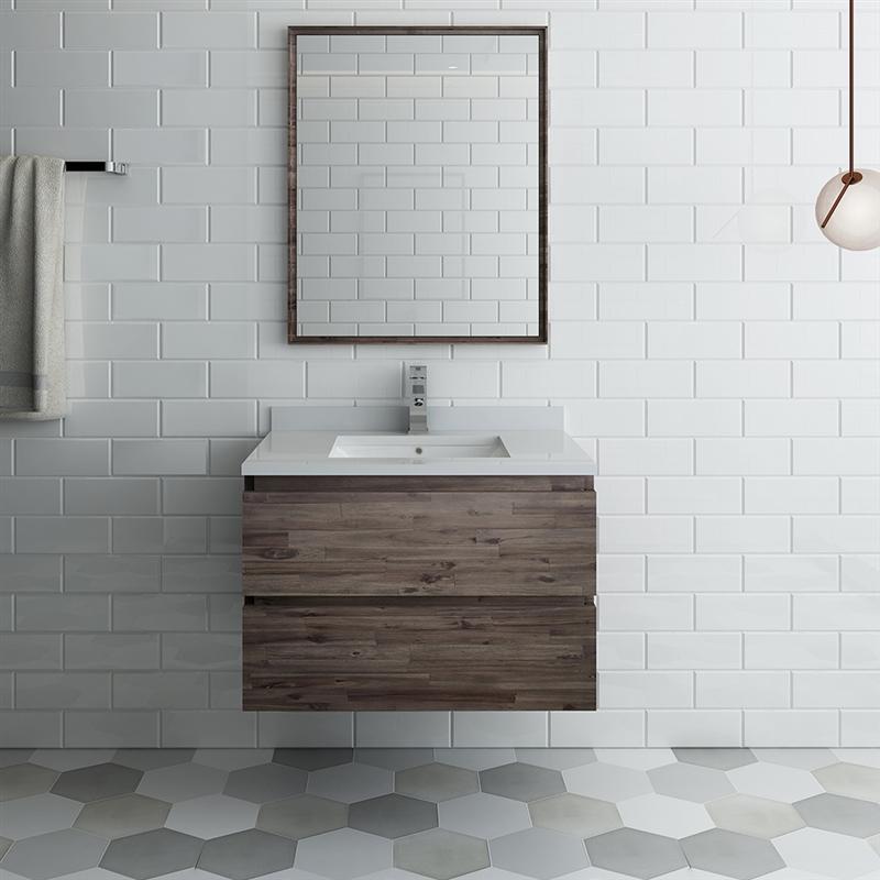 Fresca Formosa 30" Wall Hung Modern Bathroom Vanity w/ Mirror Vanity Fresca 