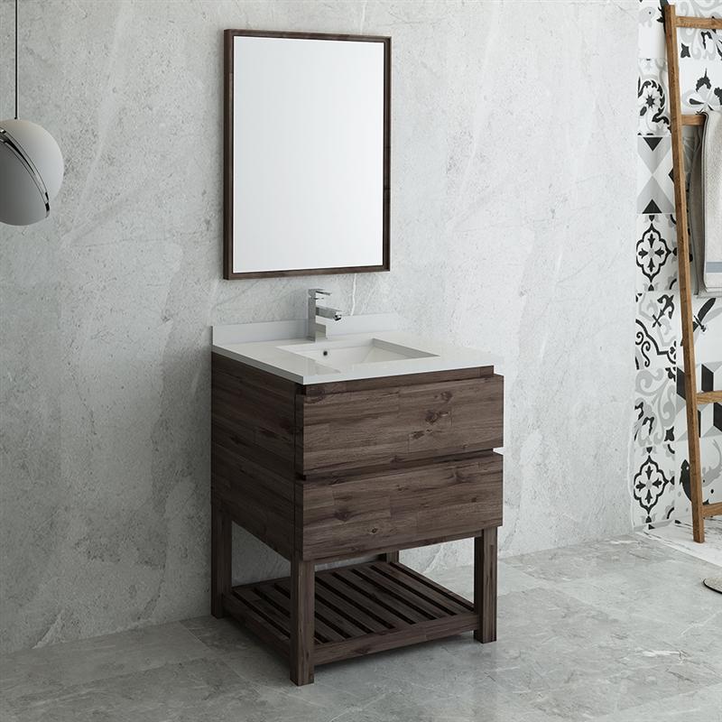Fresca Formosa 30" Floor Standing Modern Bathroom Vanity w/ Open Bottom & Mirror Vanity Fresca 