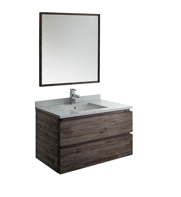 Fresca Formosa 36" Wall Hung Modern Bathroom Vanity w/ Mirror Vanity Fresca 