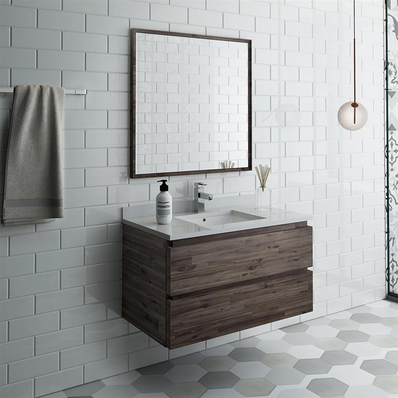 Fresca Formosa 36" Wall Hung Modern Bathroom Vanity w/ Mirror Vanity Fresca 