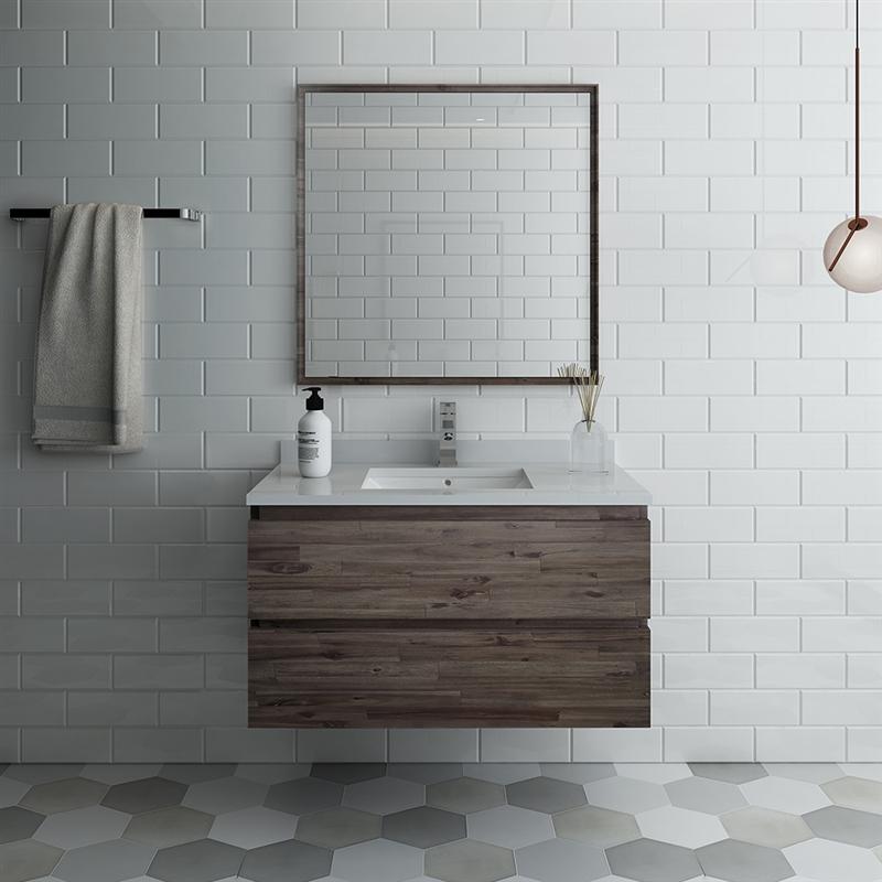 Fresca Formosa 36" Wall Hung Modern Bathroom Vanity w/ Mirror Vanity Fresca 