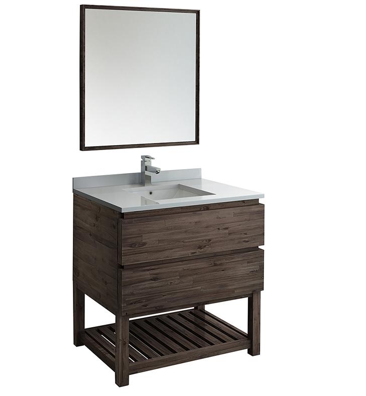 Fresca Formosa 36" Floor Standing Modern Bathroom Vanity w/ Open Bottom & Mirror Vanity Fresca 