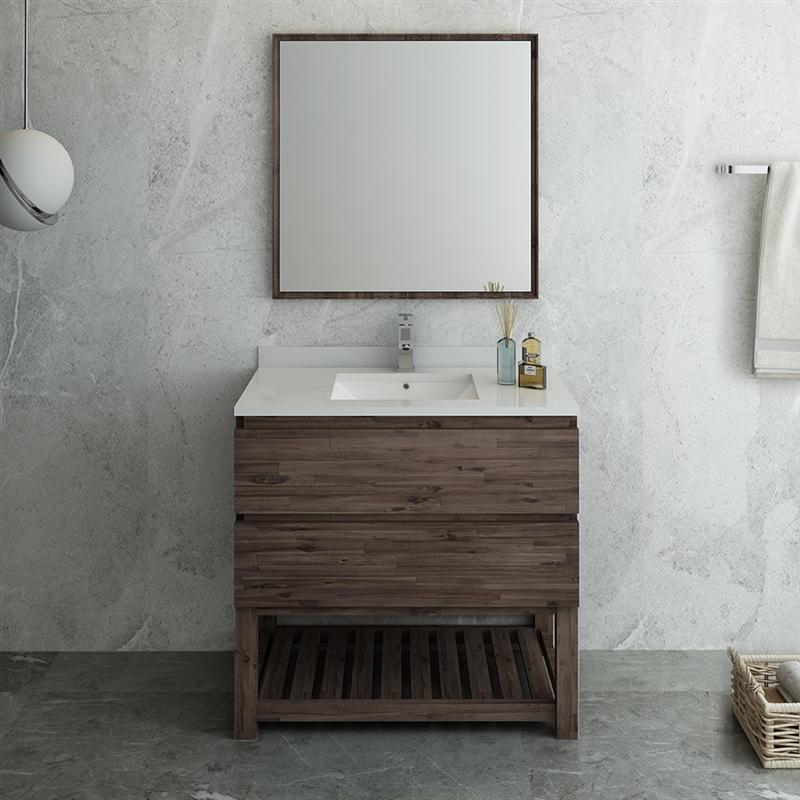 Fresca Formosa 36" Floor Standing Modern Bathroom Vanity w/ Open Bottom & Mirror Vanity Fresca 