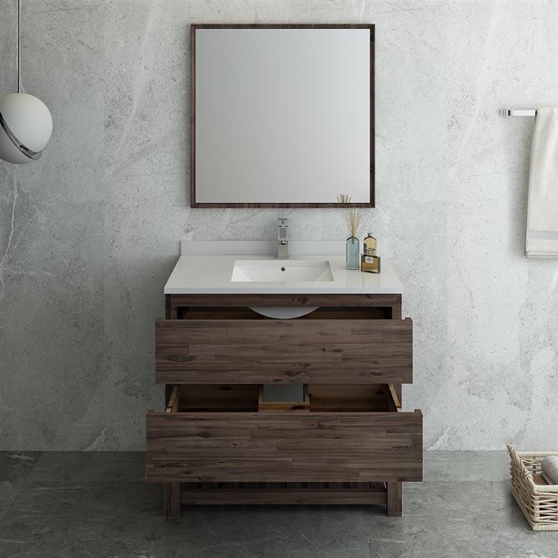 Fresca Formosa 36" Floor Standing Modern Bathroom Vanity w/ Open Bottom & Mirror Vanity Fresca 