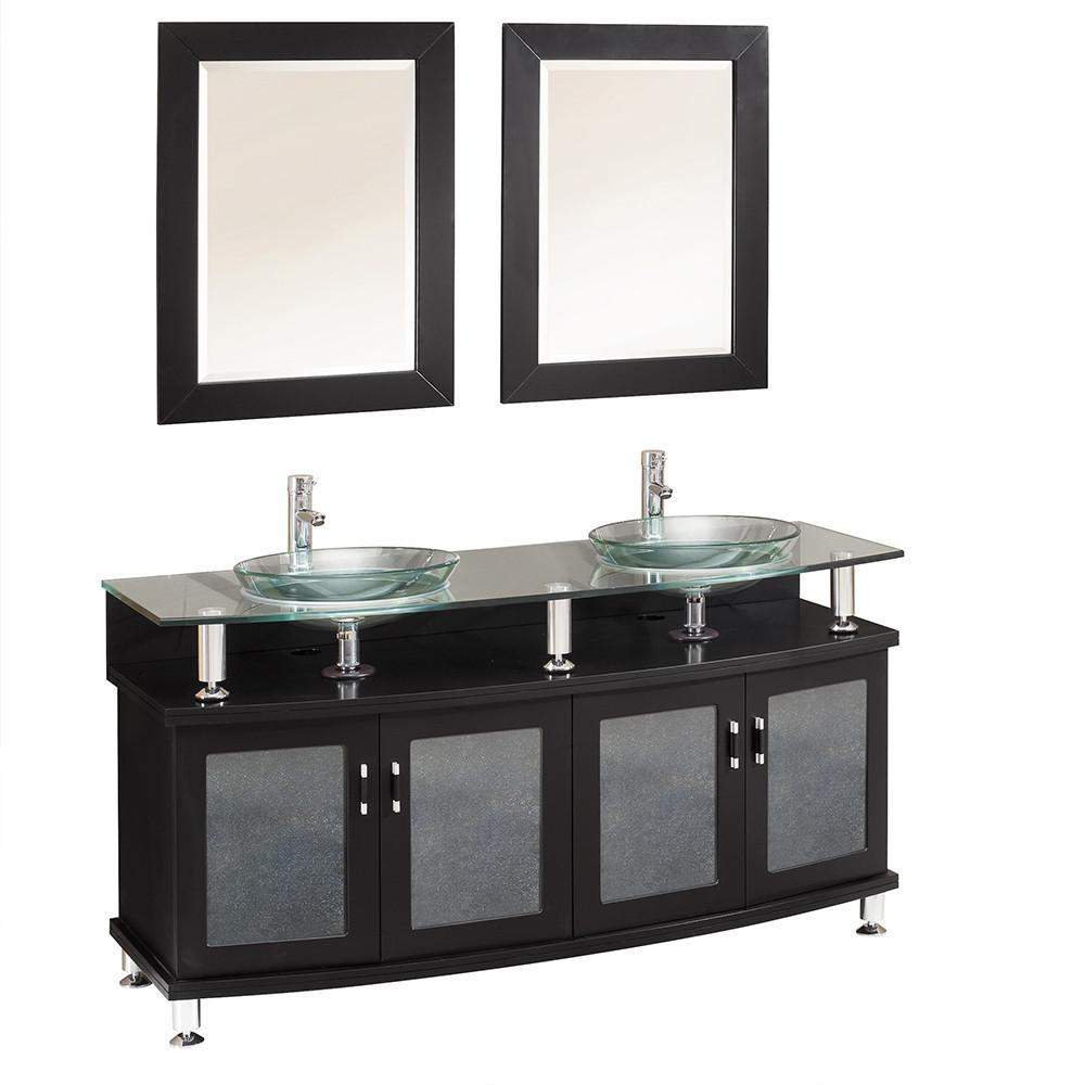 Fresca Contento 60" Espresso Double Sink Modern Bathroom Vanity w/ Mirrors Vanity Fresca 