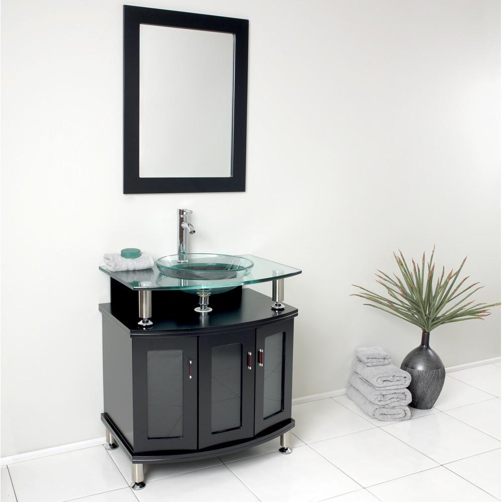 Fresca Contento 30" Espresso Modern Bathroom Vanity w/ Mirror & Free Faucet Vanity Fresca 