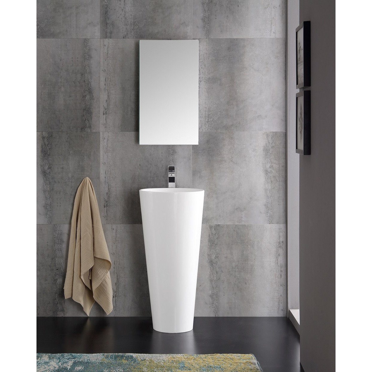 Fresca Messina 16" White Pedestal Sink w Medicine Cabinet - Modern Bathroom Vanity & Free Faucet Vanity Fresca 