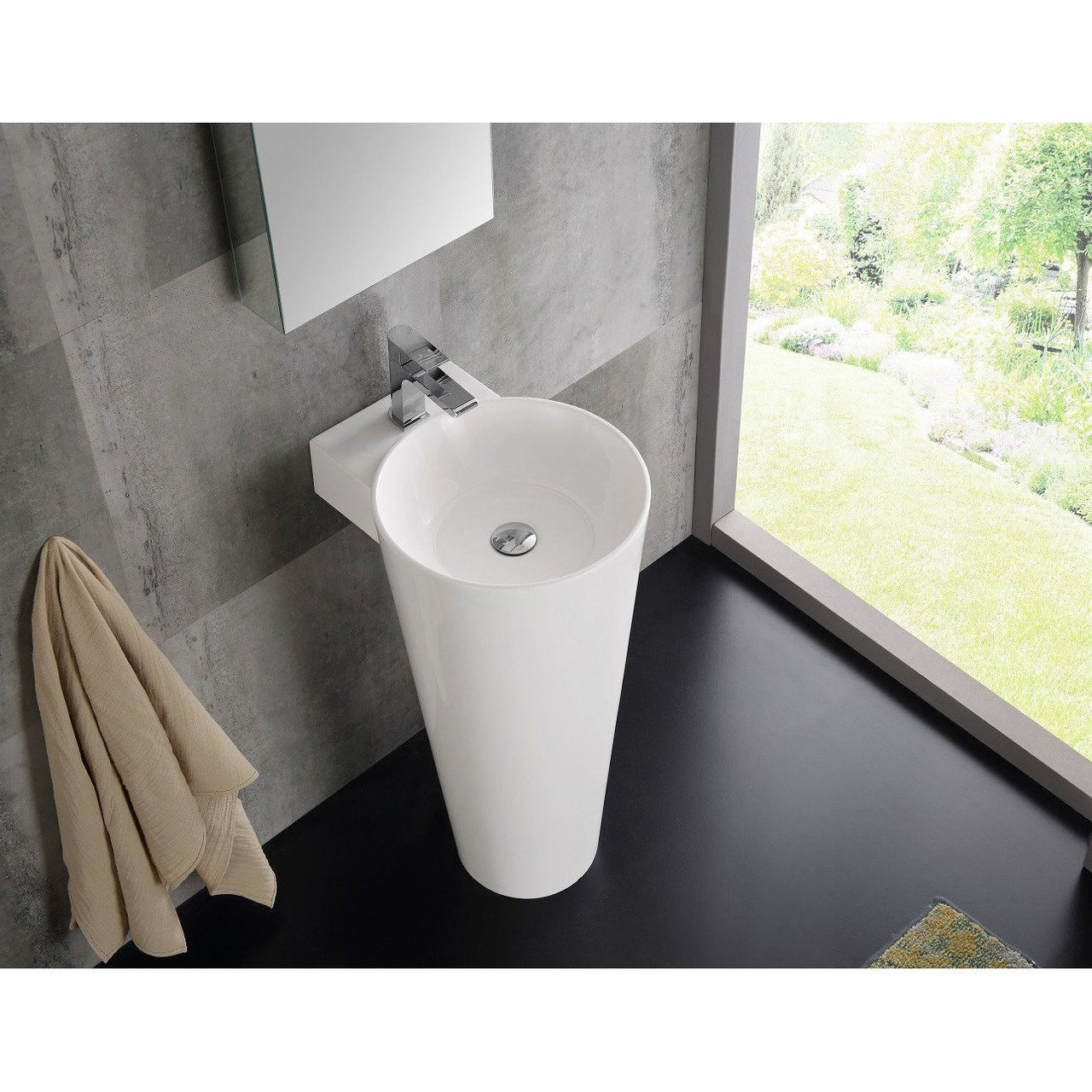 Fresca Messina 16" White Pedestal Sink w Medicine Cabinet - Modern Bathroom Vanity & Free Faucet Vanity Fresca 