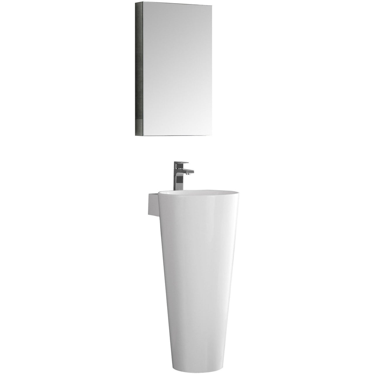 Fresca Messina 16" White Pedestal Sink w Medicine Cabinet - Modern Bathroom Vanity & Free Faucet Vanity Fresca 