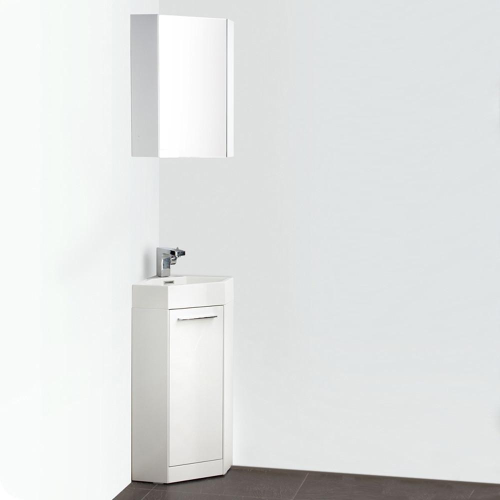 Fresca Coda 14" White Modern Corner Bathroom Vanity w/Free Faucet Vanity Fresca 